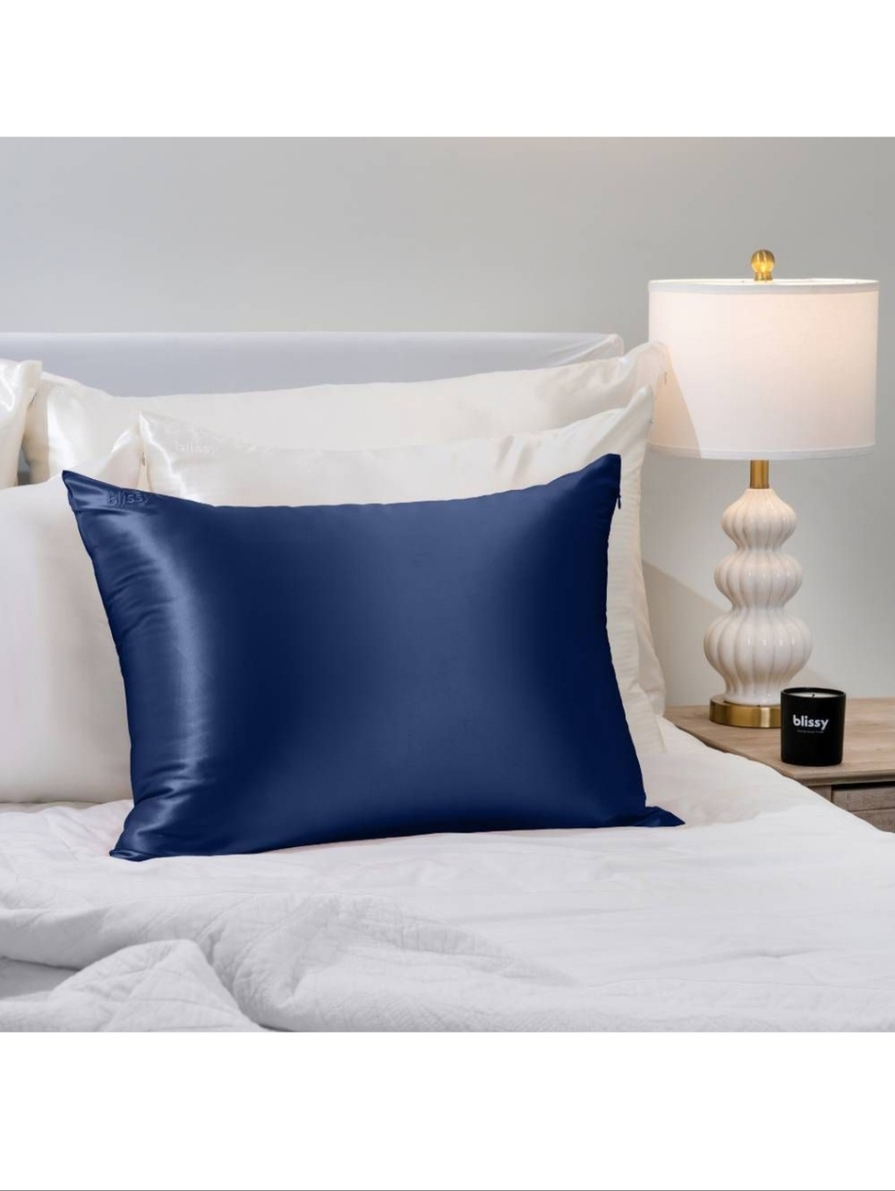 NWT Blissy Mulberry Silk Pillowcase, Navy Blue, Standard/Queen or King Size